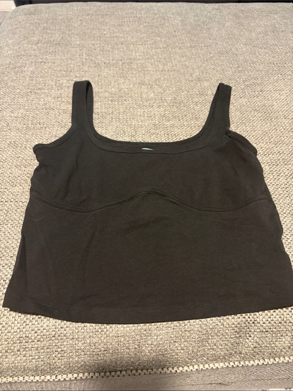 Victoria’s Secret Pink Black Square-Neck Tank Top - Women's Crop built in bra